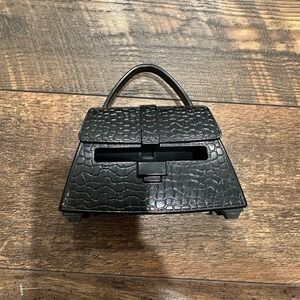 Post It‎ Notes Dispenser Handbag Purse Shape Black Croc Design Desk Office Decor